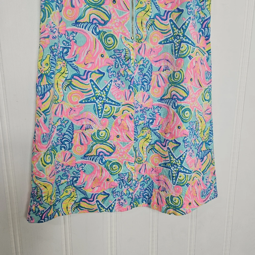 Sigrid Olsen Dress Girls 7 Sea Life A-Line Cotton Sleeveless Lined Pink Multi